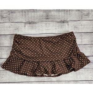 Lands' End Womens Skirtini Swim Bottoms Size 14 Chocolate Brown White Polka Dots